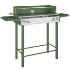 Outsunny BBQ Rotisserie Grill Roaster Charcoal Spit Roasting Machine for Chicken Turkey with 3-Level Grill Grate, Side Shelves, Dark Green