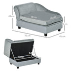 PawHut Pet Sofa Chair, with Storage, Cushion, for Small Dogs, Cats - Light Grey