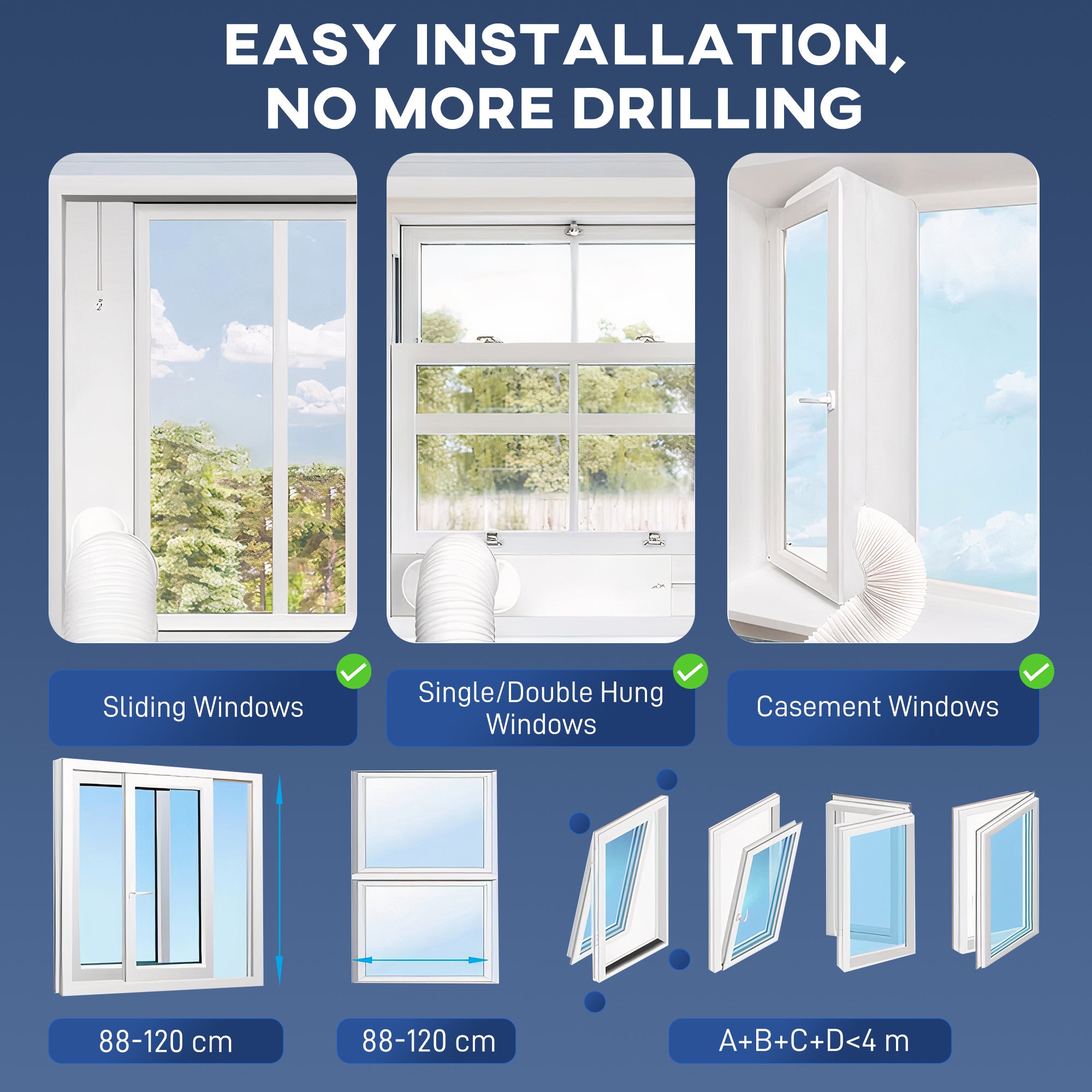 Portable Air Conditioner 12000 BTU, 4-in-1 AC Unit with Cool, Dehumidifier, Fan, Sleep Mode, WiFi Voice Remote Control