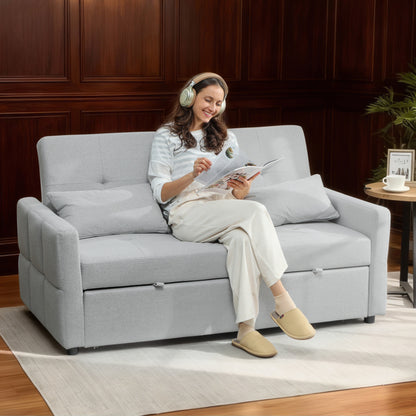 Three-Way Two-Seater Sofa Bed - Light Grey