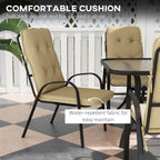 Outsunny Seven-Piece Garden Dining Set with Ripple Tempered Glass Tabletop and Full-size Cushions - Beige