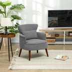 HOMCOM Corduroy Retro Accent Chair - Light Grey