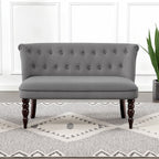 HOMCOM Velvet 2 Seater Sofa, Button Tufted Wingback Loveseat with Rubber Wood Legs for Living Room, Bedroom, Charcoal Grey