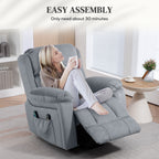 HOMCOM Eight-Point Massage Lift Chair, with Remote - Grey
