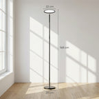 Uplighter Floor Lamp with Tuya App and Music Sync, Standing Lamp with Adjustable Head for Living Room Bedroom, Black