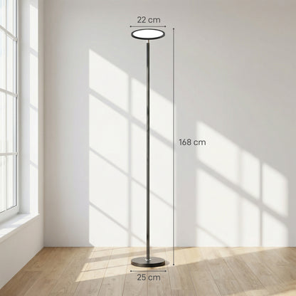 Uplighter Floor Lamp with Tuya App and Music Sync, Standing Lamp with Adjustable Head for Living Room Bedroom, Black
