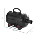 PawHut Dog Hair Dryer Pet Grooming Blaster Dryer Blower Adjustable Temperature Speed with 2.1M Flexible Hose 3 Nozzles - Black