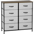 HOMCOM Fabric Chest of Drawers, Industrial Bedroom Dresser with 8 Fabric Drawers, Steel Frame and Wooden Top for Nursery, Living Room, Hallway, Grey