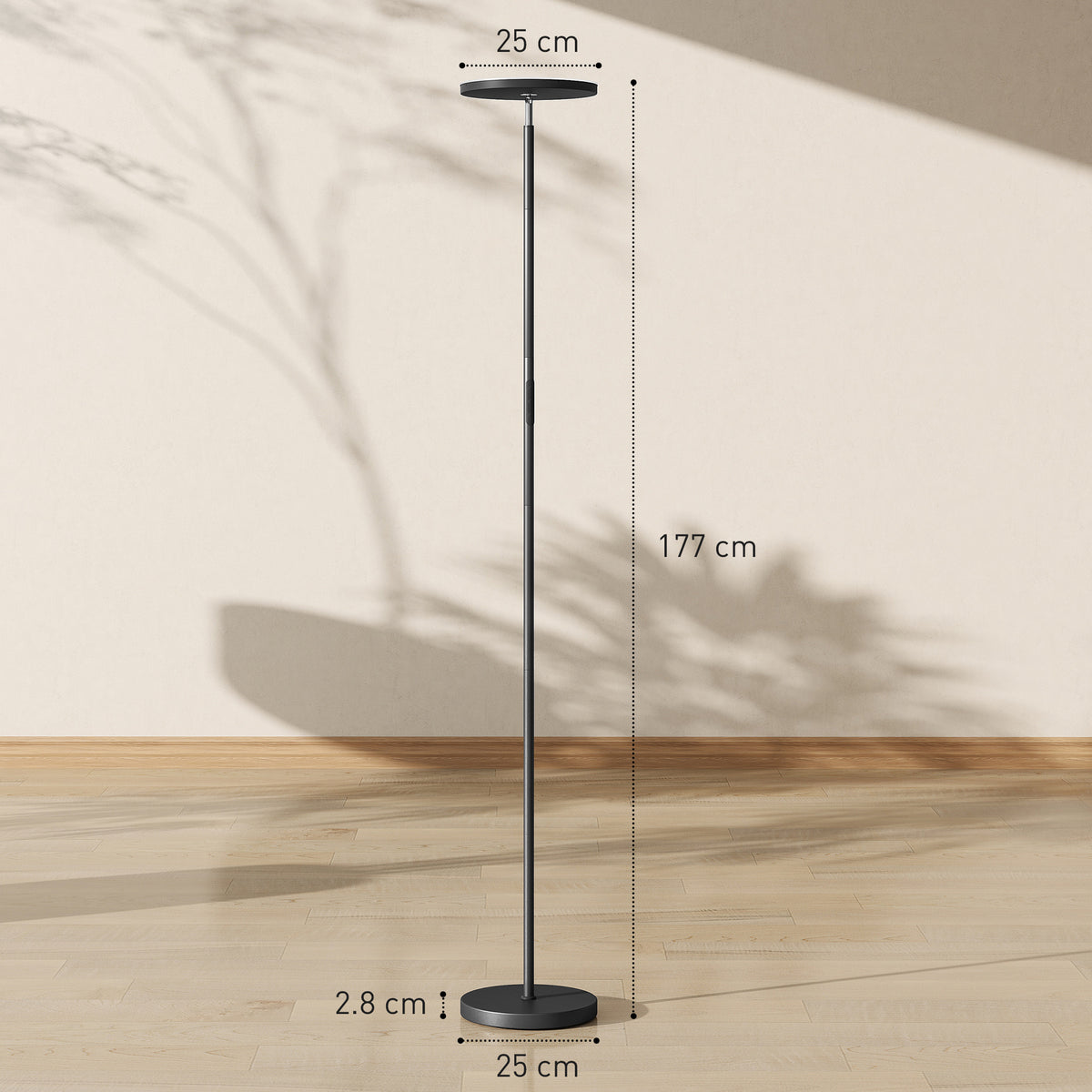 RGB Uplighter Floor Lamp, Tall Dimmable Standing Lamp with Remote & Touch Control, 350° Rotatable Head for Living Room Bedroom, 2700K-6000K Colour Temperatures, Black