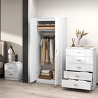 High Gloss 3 Piece Trio Bedroom Furniture Set Wardrobe + Chest Of Drawer + Bedside White