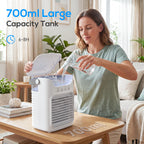 Air Cooler with Adjustable Head, Portable Air Conditioner with 3 Wind Speed, 2 Cool Mist, RGB Light, White