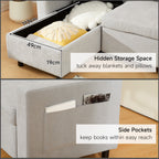 HOMCOM Pull Out Sofa Bed with Storage - Light Grey