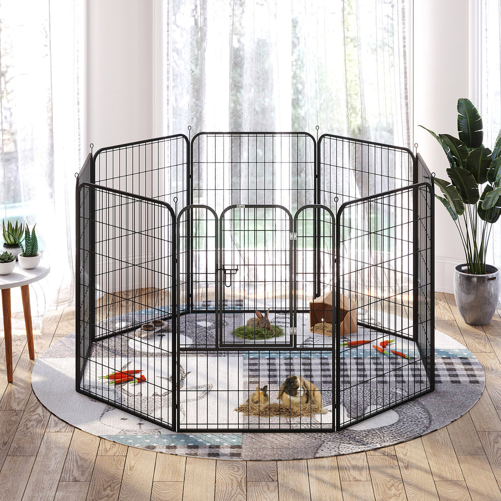 PawHut 8 Panels Heavy Duty Puppy Playpen, for Large, Medium Dogs, Indoor and Outdoor Use - Black