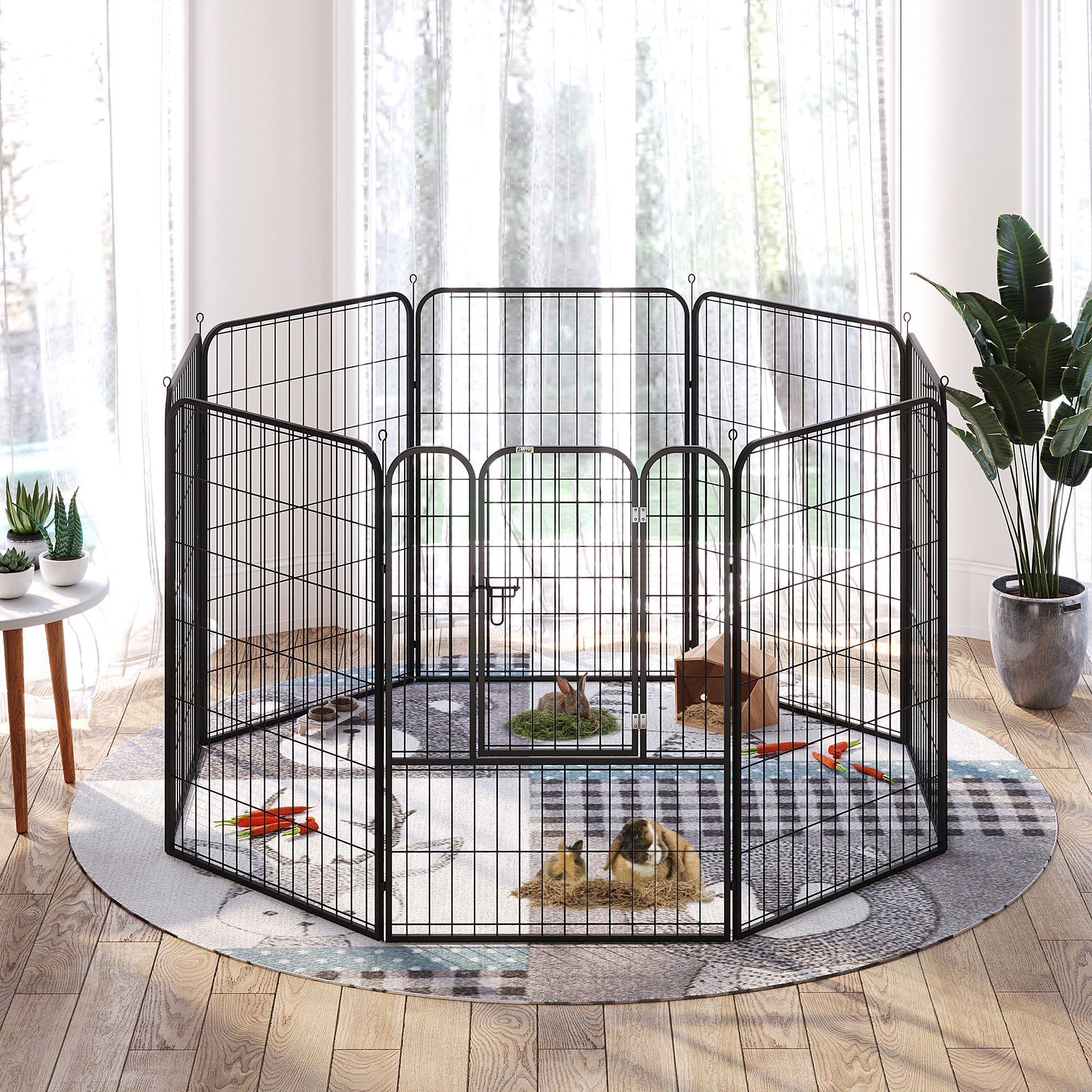 PawHut 8 Panels Heavy Duty Puppy Playpen, for Large, Medium Dogs, Indoor and Outdoor Use - Black