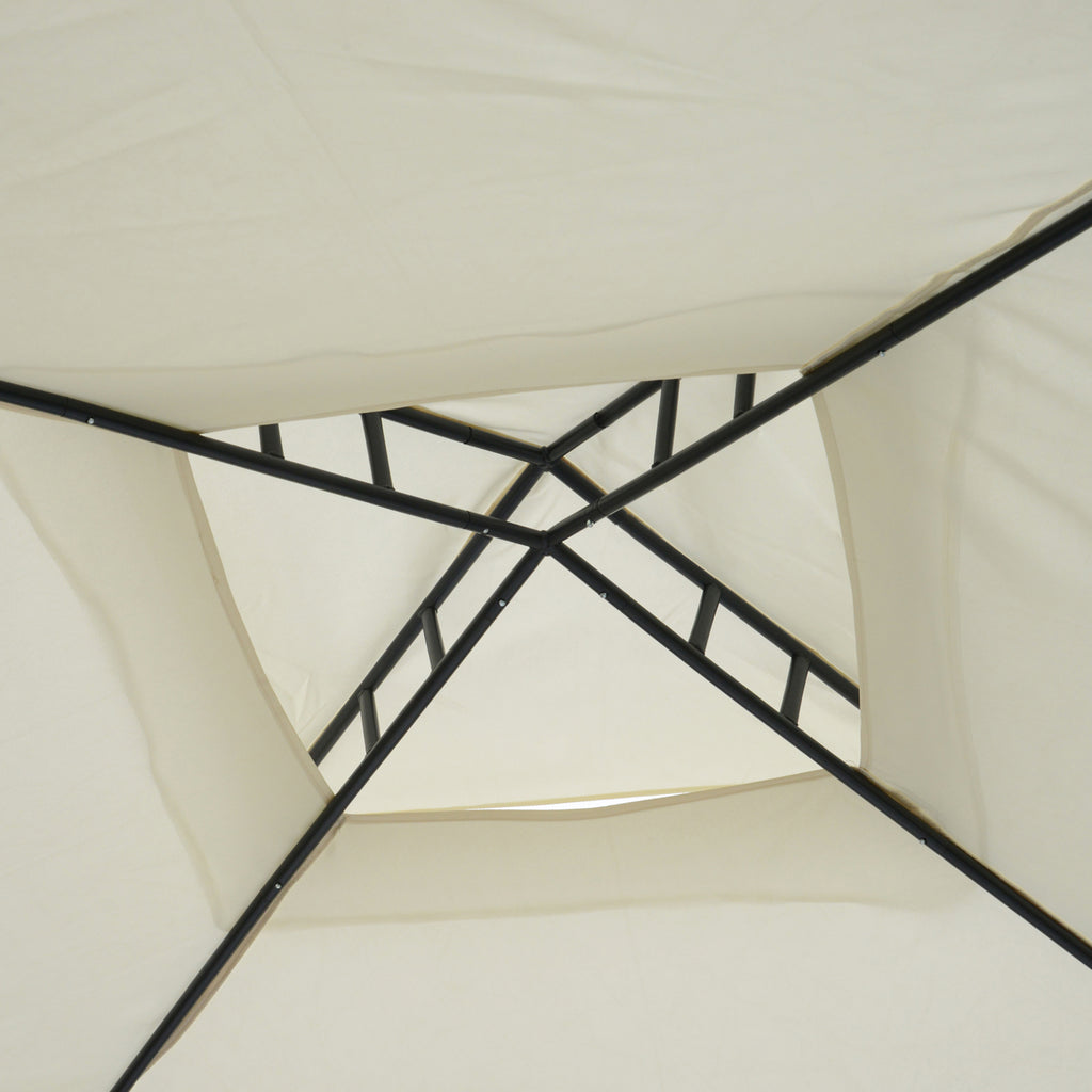 Outsunny 3 x 3 m Metal Gazebo, Double Roof Canopy Shelter with Mesh Sidewalls, Cream White