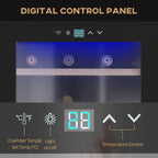 24 Bottle Wine Fridge, 65 Litre Capacity, 43cm Freestanding Wine Cooler Fridge with Glass Door, LED Light, Digital Touch Screen, Temperature Control, Black