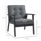 HOMCOM Set of 2 Accent Chair, PU Leather Armchair, Occasional Chair with Beech Wood Frame for Living Room Reception Bedroom Balcon, Grey
