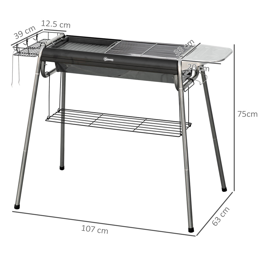 Outsunny Charcoal BBQ Grill - Black