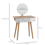 HOMCOM Dressing Table with Drawer and Mirror height adjustable Wooden Oak Color  Bedroom Dressing Room Elegant and Durable