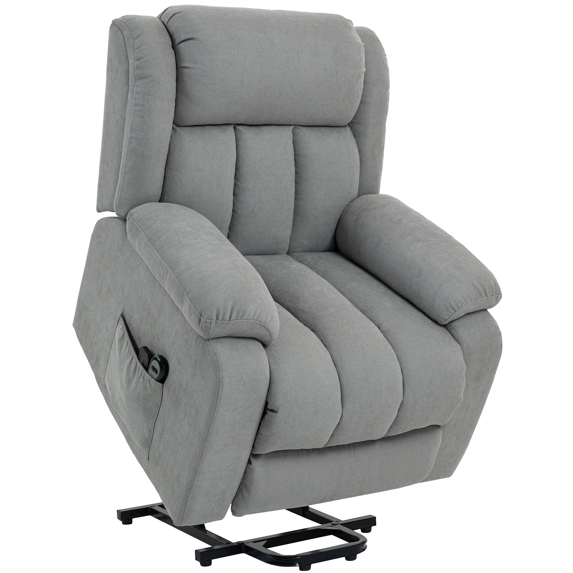 HOMCOM Power Lift Recliner Chair with Vibration Massage, Lift Chair for Elderly with Footrest, Remote, Side Pocket, Light Grey