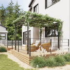 Outsunny 3 x 3 Meter Metal Pergola Garden Gazebo Grape Trellis for Climbing Plants Outdoor Sun Shelter Arbours