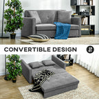HOMCOM Snow Flannel Two-Seater Sofa Bed, with Storage - Grey