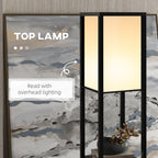 3-Tier Floor Lamp with Shelves and Storage, Modern Standing Lamp with Lampshade, Reading Light with Chain Switch for Living Room, Bedroom, Home Office, Bulb not Included, Black