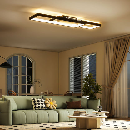 LED Ceiling Light, Modern Dimmable Ceiling Light with Wall Switch & Remote Control, Flush Mount Fixture Lamp with 3000-6000K Colour Temperatures for Living Room, Bedroom, Black