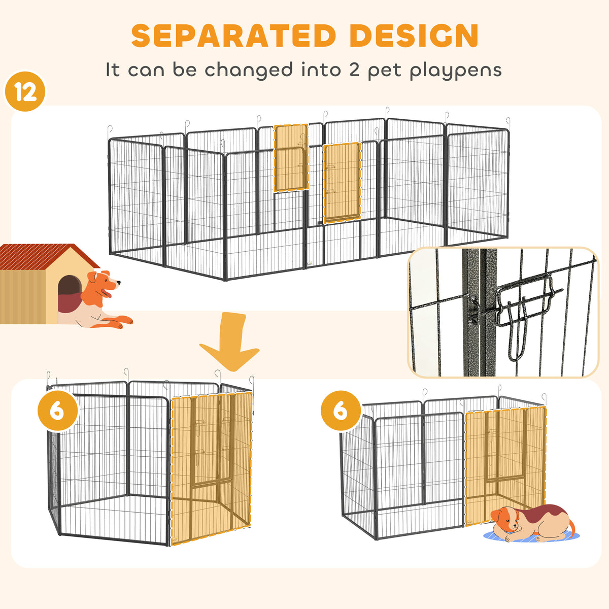 PawHut 12 Panels Heavy Duty Puppy Playpen, for Small Dogs, Indoor and Outdoor Use - Silver