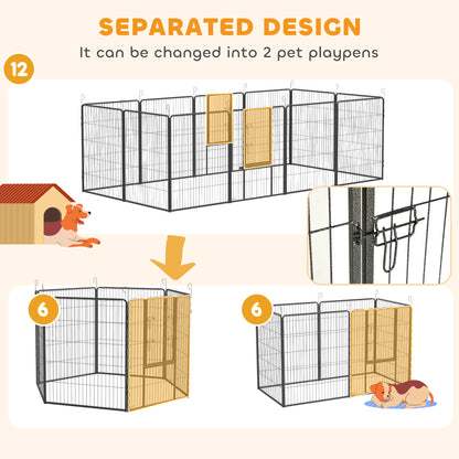 PawHut 12 Panels Heavy Duty Puppy Playpen, for Small Dogs, Indoor and Outdoor Use - Silver