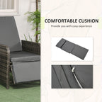 Outsunny 3 Pieces Rattan Bistro Set Balcony Furniture with Cushions, Storage Function - Dark Grey