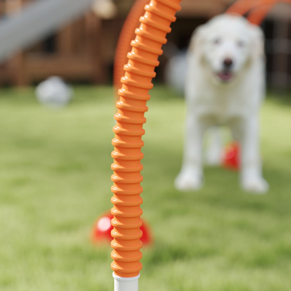 PawHut 4-Piece Dog Agility Training Equipment with 4 Adjustable Width Doors, Bag, for Garden, Orange
