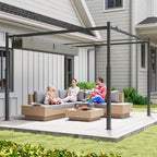 Outsunny 3 x 3(m) Metal Pergola with Retractable Roof and Magnetic Fixture, Outdoor Gazebo Garden Pergola Kit Sun Shade Canopy, UPF30+, 80mm Metal Column, Grey