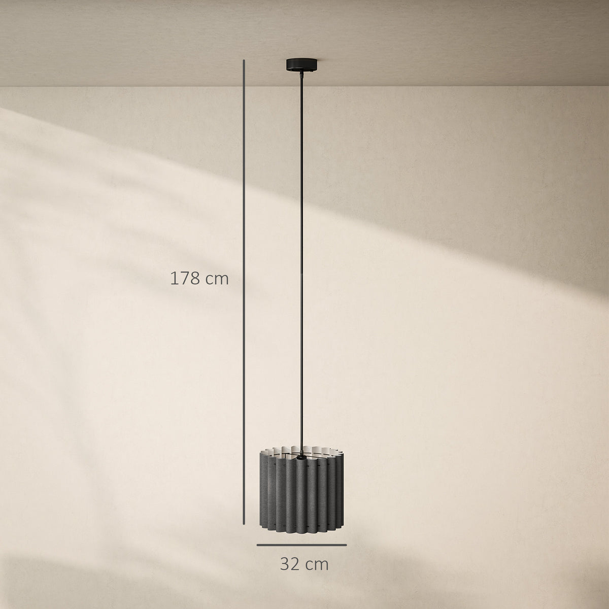 Linen Pendant Light, Bedside Ceiling Lamps with E27 Bulb, Modern Hanging Lights for Living Room, Bedroom, Kitchen, Hallway, Black