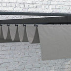 Outsunny 3 x 4m Retractable Pergola, Garden Gazebo Shelter with Aluminium Frame, for Grill, Patio, Deck, Dark Grey