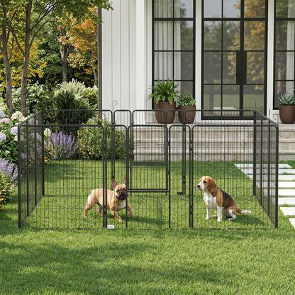 PawHut 12 Panels Heavy Duty Puppy Playpen, for Small Dogs, Indoor and Outdoor Use - Silver