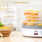 5 Tier Food Dehydrator, 245W Food Dryer Machine with Adjustable Temperature Control for Drying Fruit, Meat, Vegetable, Jerky and Pet Treat, White