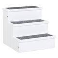 PawHut Dog Steps for Bed Sofa, 3 Step Wooden Dog Stairs for Sofa, Pet Stairs with Storage for Small Cats and Puppy, White