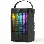 Portable Air Conditioner, 4-in-1 Mini Air Cooler with 4 Wind Speed, 2 Cool Mist, RGB 7 LED Light, Black