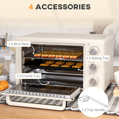 21L Mini Countertop Oven, 100°C-230°C Adjustable Temp - White
