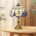 Tiffany Stained Glass Table Lamp, Handmade Antique Bedside Lamp for Bedroom, Living room, Home, Nightstand, Decorative Night Light, Blue