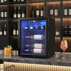16 Bottle Wine Cooler, 48 Litre Capacity, 4-16°C Tabletop Counter Drinks Wine Fridge with Glass Door, LED Light, Black