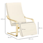 HOMCOM Wooden Armchair, Upholstered Linen Lounge Chair with Adjustable Footrest & Removable Cushion, Poang Chair for Living Room, Cream White