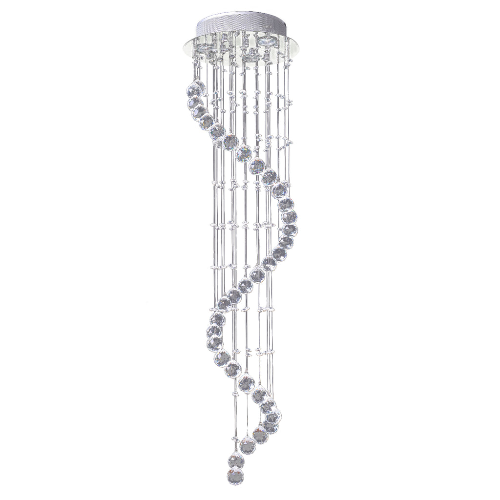 Modern Crystal Chandelier Ceiling Light Pendant Lamp Chrome Finish Glass Droplets New, for Living Room, Bedroom, Hallway, ?30 x 120cm