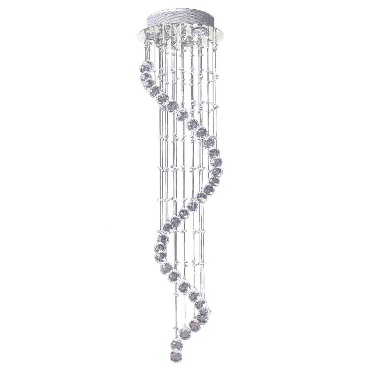 Modern Crystal Chandelier Ceiling Light Pendant Lamp Chrome Finish Glass Droplets New, for Living Room, Bedroom, Hallway, ?30 x 120cm