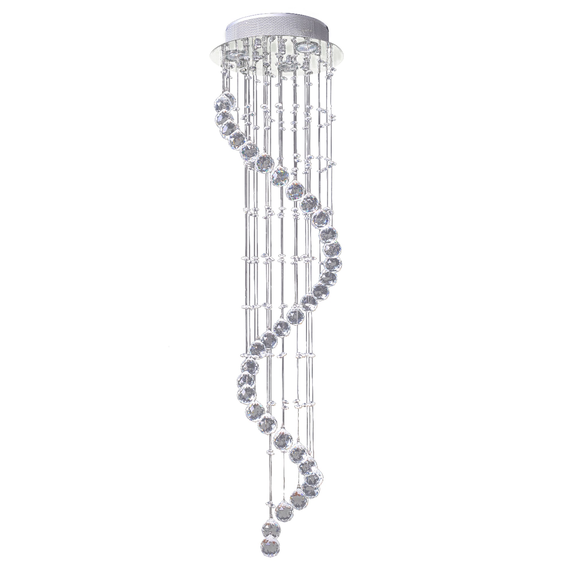 Modern Crystal Chandelier Ceiling Light Pendant Lamp Chrome Finish Glass Droplets New, for Living Room, Bedroom, Hallway, ?30 x 120cm