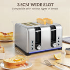 Kettle and Toaster Set, 1.7L 3000W Rapid Boil Jug Kettle with Otter Thermostat, Limescale Filter, 4 Slice Toaster with 7 Browning Controls, Crumb Tray, LED Strip, Silver Tone