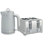 Sleek Textured Kettle and Four-Slice Toaster Set - Grey