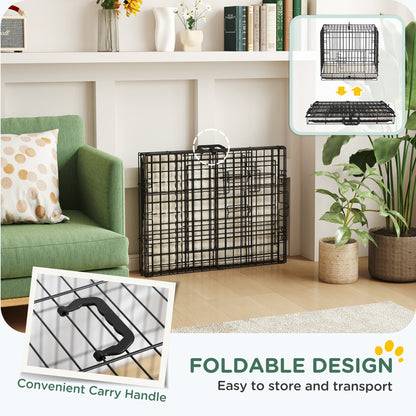 PawHut Foldable Dog Crate with Two Doors with Tray, Soft Cushion, for Extra Small Dogs, 60 x 45 x 50, Black