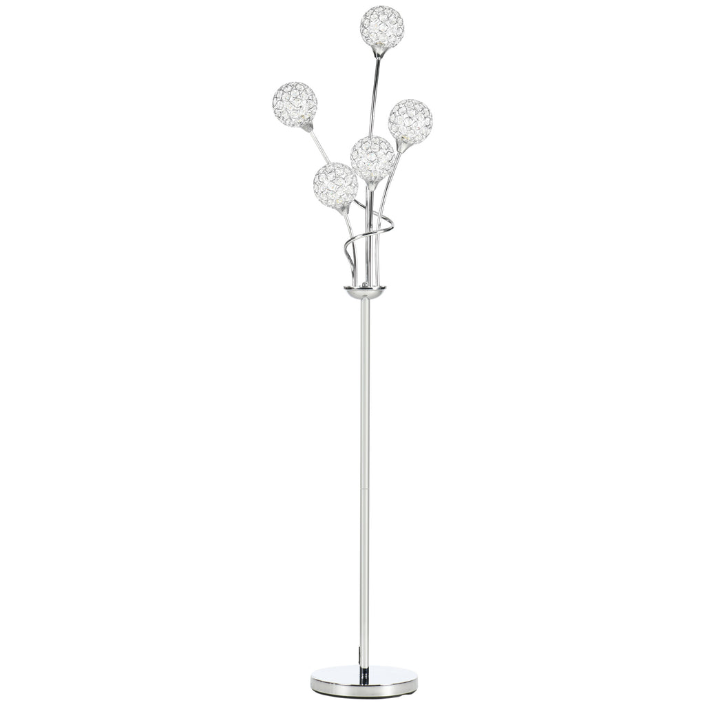 Floor Lamps for Living Room Bedroom with 5 Light, Modern Upright Standing Lamp, 34x25x156cm, Silver